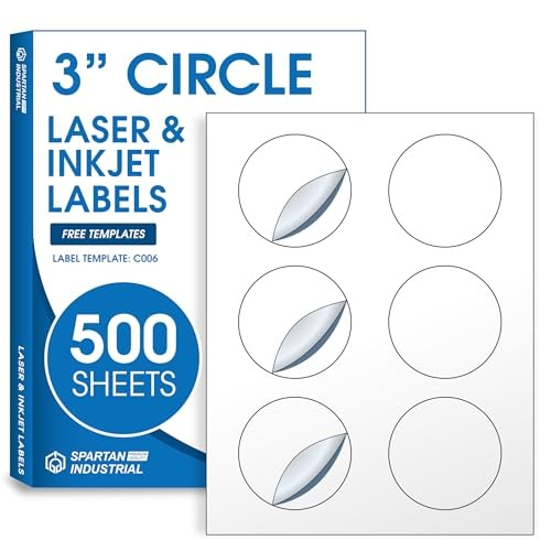 3″ Printable Round Labels for Laser and Inkjet Printers – 3000 3″ Circle 500