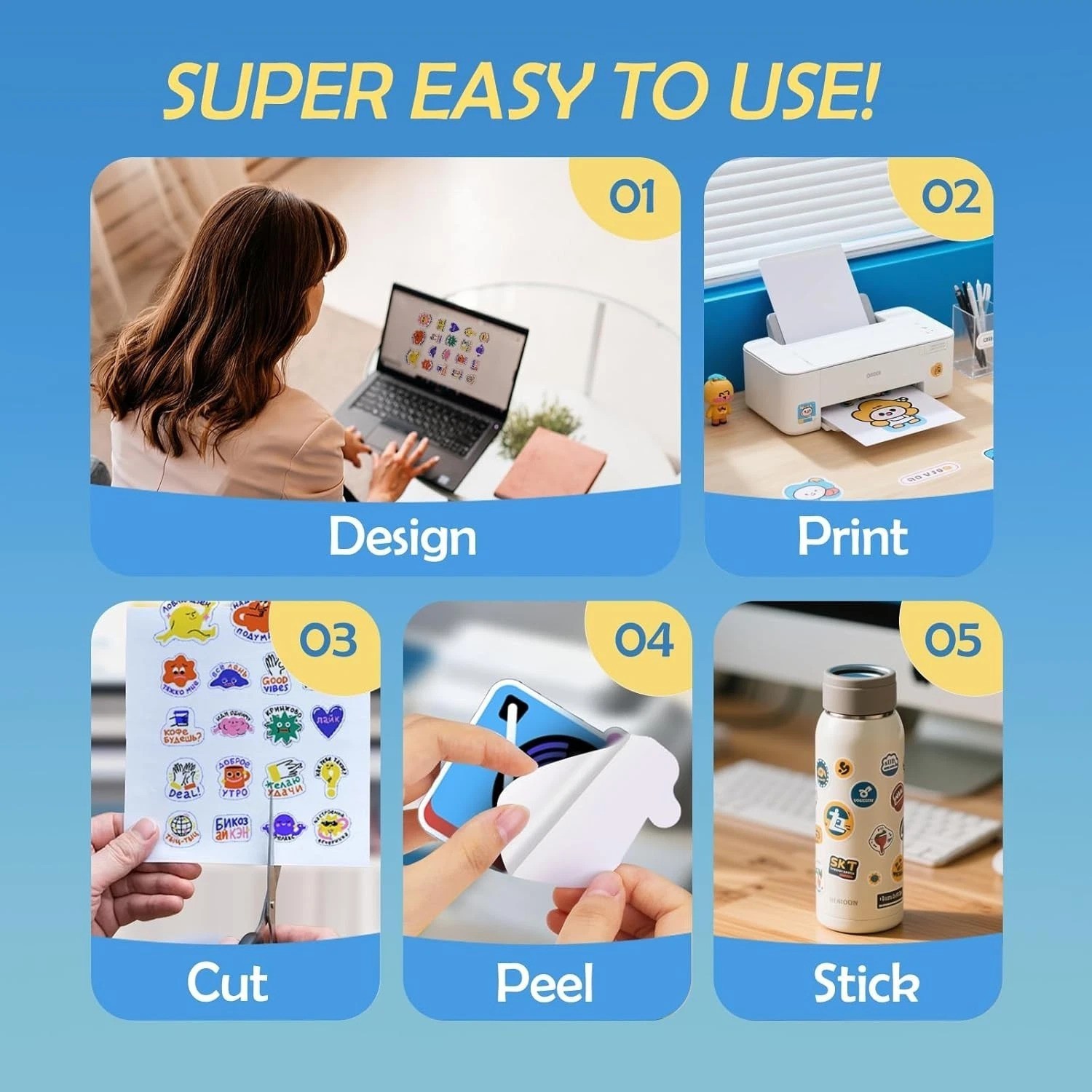 105 Sheets Printable Vinyl Sticker Paper for Inkjet Printer Cricut,included …