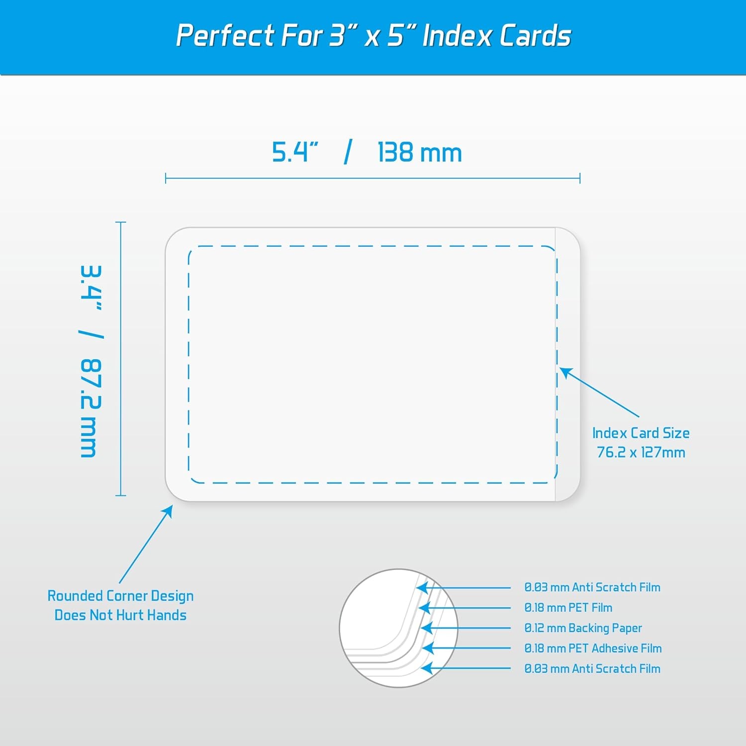 Self-Sealing Laminating Pouches, 3.4″ x 5.4”, 18mil, 20 Pack, Easy-to-Use, No