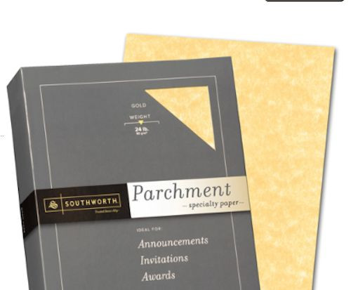 INVITATION CERTIFICATE PARCHMENT PAPER, GOLD, 50 SHEETS, 24 LB, CALLIGRAPHY