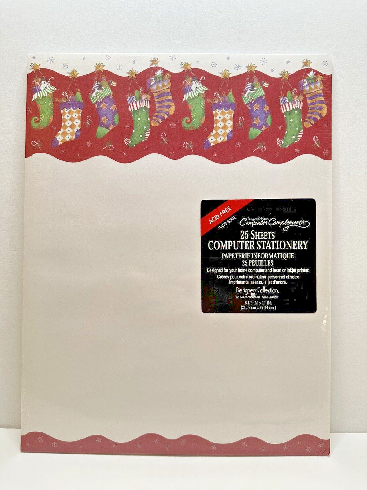 Computer Printer Letter Stationary Paper Christmas Snowman Stocking Noel