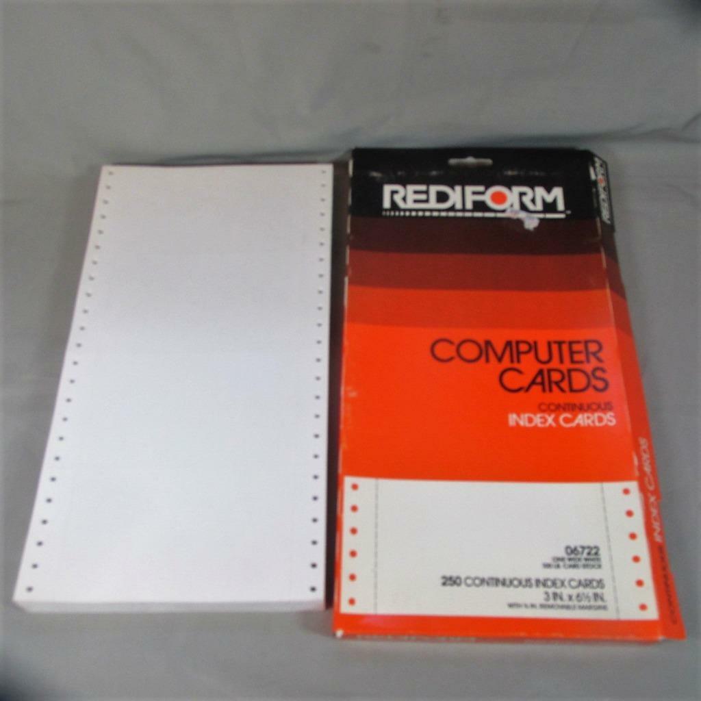 Approx. 500 Rediform Continuous Index Cards, Original Box, 1984