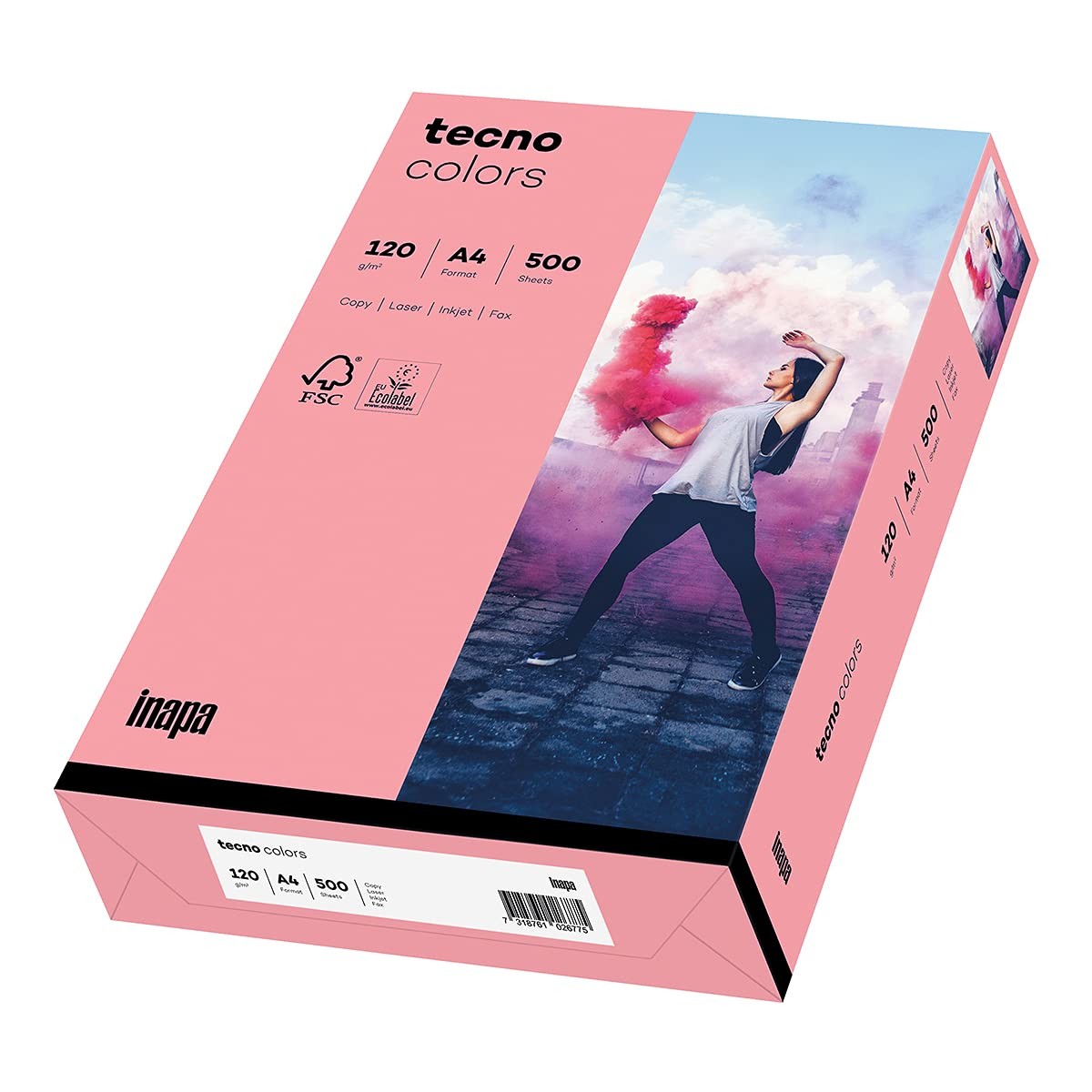 Coloured Printer Paper, Colourful Paper Tecno Colors 120gsm, A4, 250 Sheets, Pink