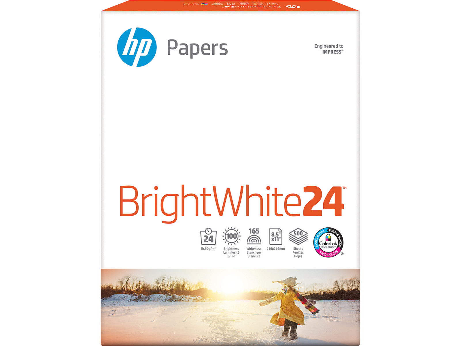 HP Bright White Inkjet Paper | 500 Sheets | Letter | 8.5 x 11 in | HPB1124P