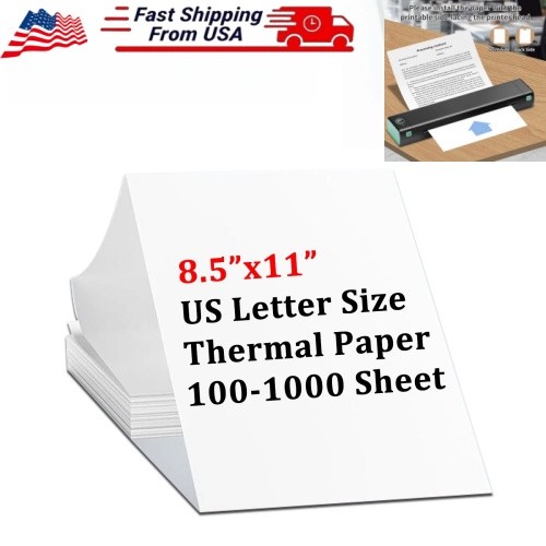 Inkless Thermal Printer Paper – 8.5×11″ Letter Size Fanfold for Shipping Labels