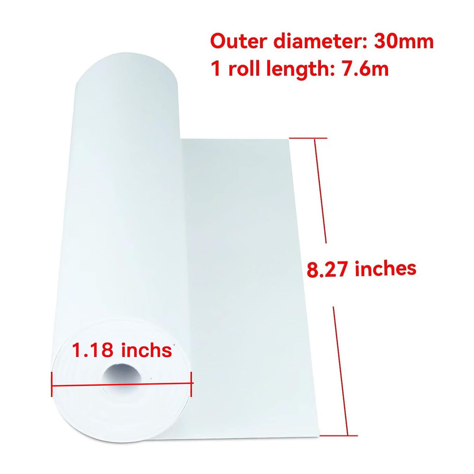 NYEAR A4 Thermal Paper 6 Rolls(210mm/8.27″width/7.6m 6Roll, White
