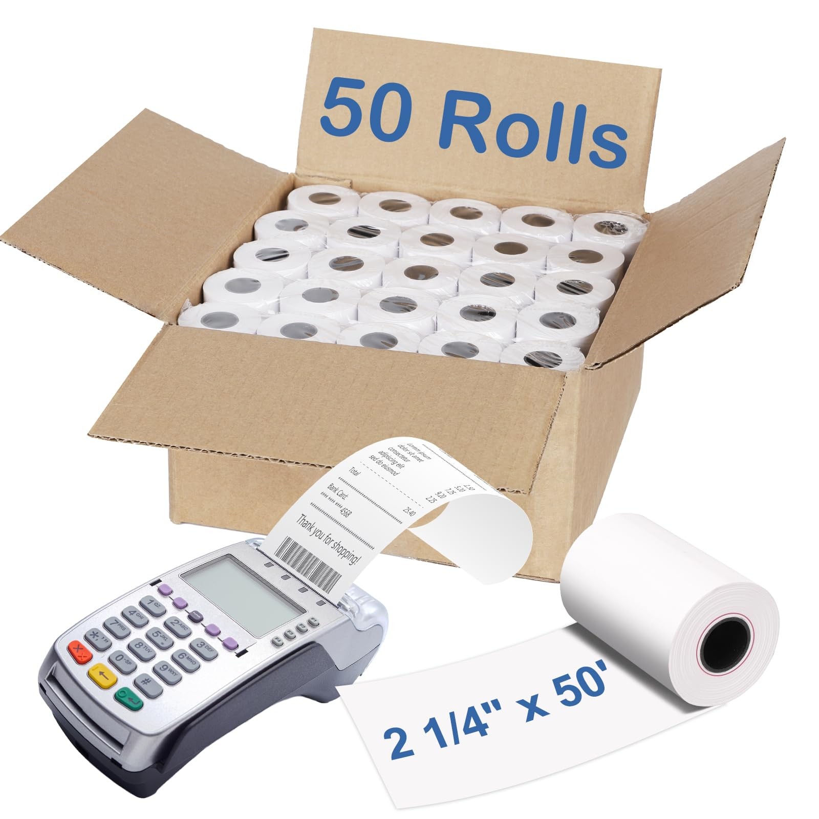Razuvo 2 1/4″ x 50′ Thermal Paper Rolls (50 2 x 50 50 Roll, white
