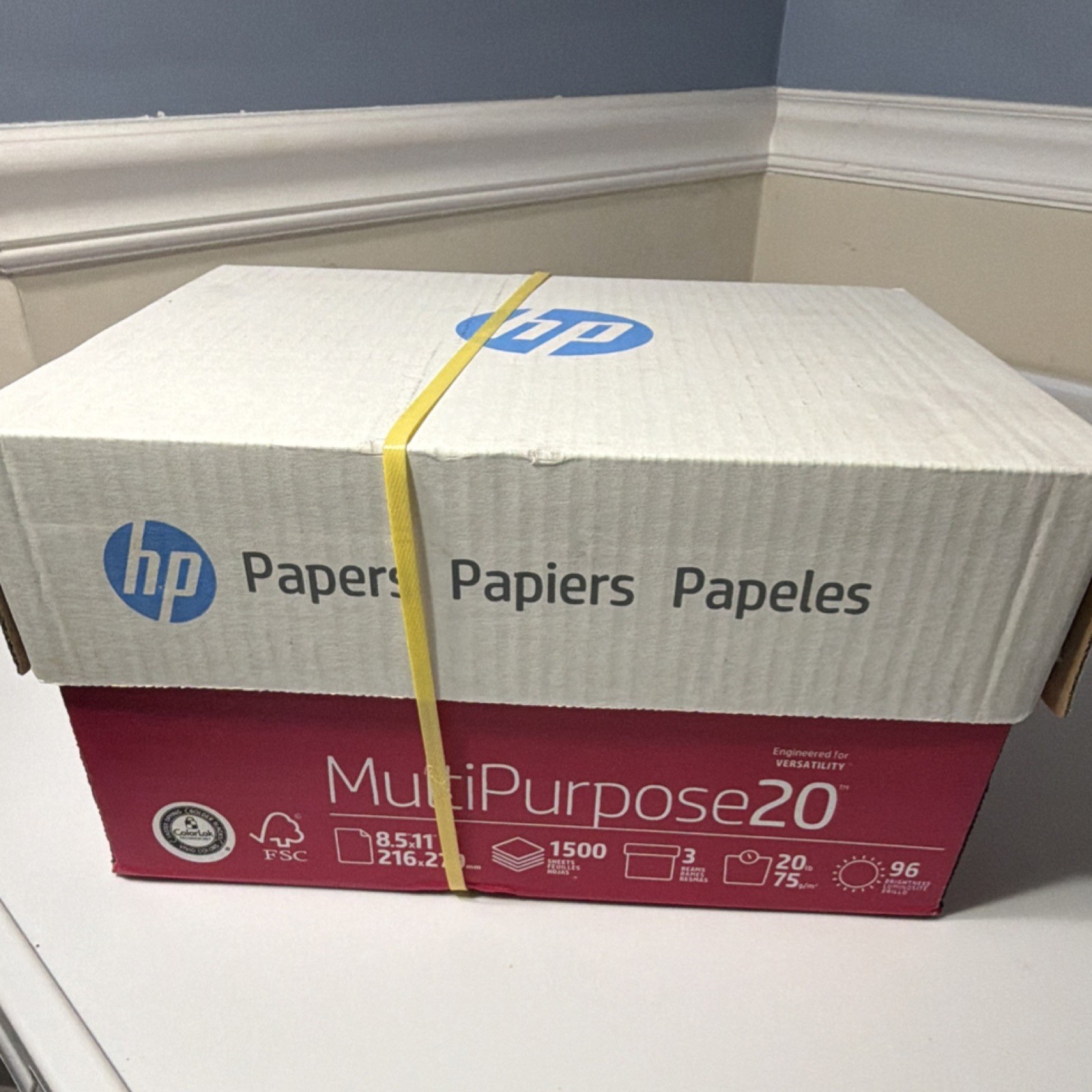 HP MultiPurpose20 Printer Paper 8.5x11in White 75gsm 1500 Sheets