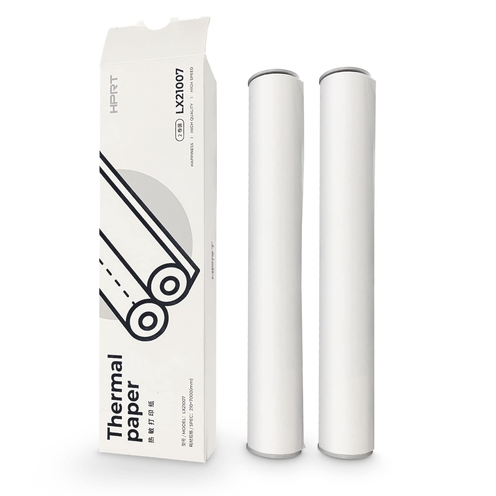 HPRT A4 Thermal Printer Paper Rollx2, 8.3 inches Wide Compatible with White