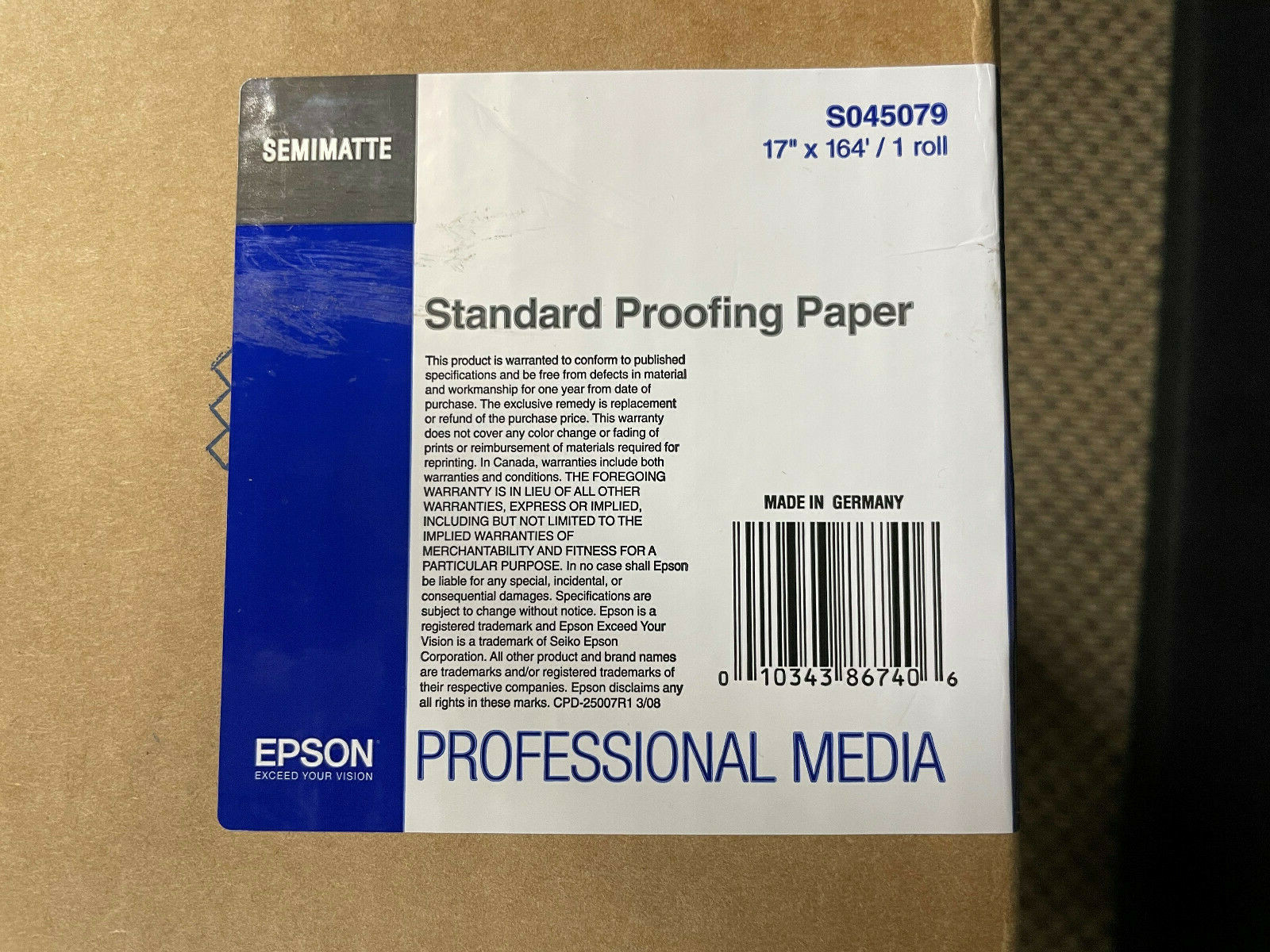 Epson Standard Proofing Paper (205) (17″ x 164′ Roll) S045079