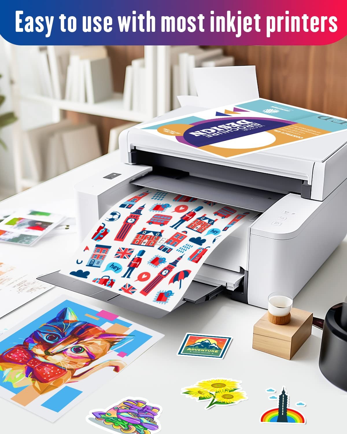 Glossy Sticker Paper Printable Vinyl for Inkjet Printer Adhesive White Decals…
