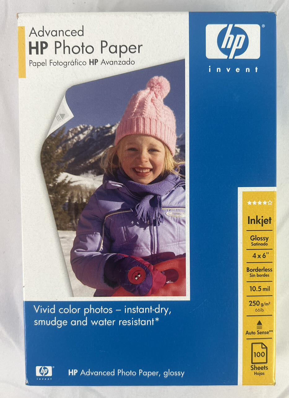 Hewlett Packard Q6638A 4 x 6 inch Glossy Printer Paper 100 Sheets New