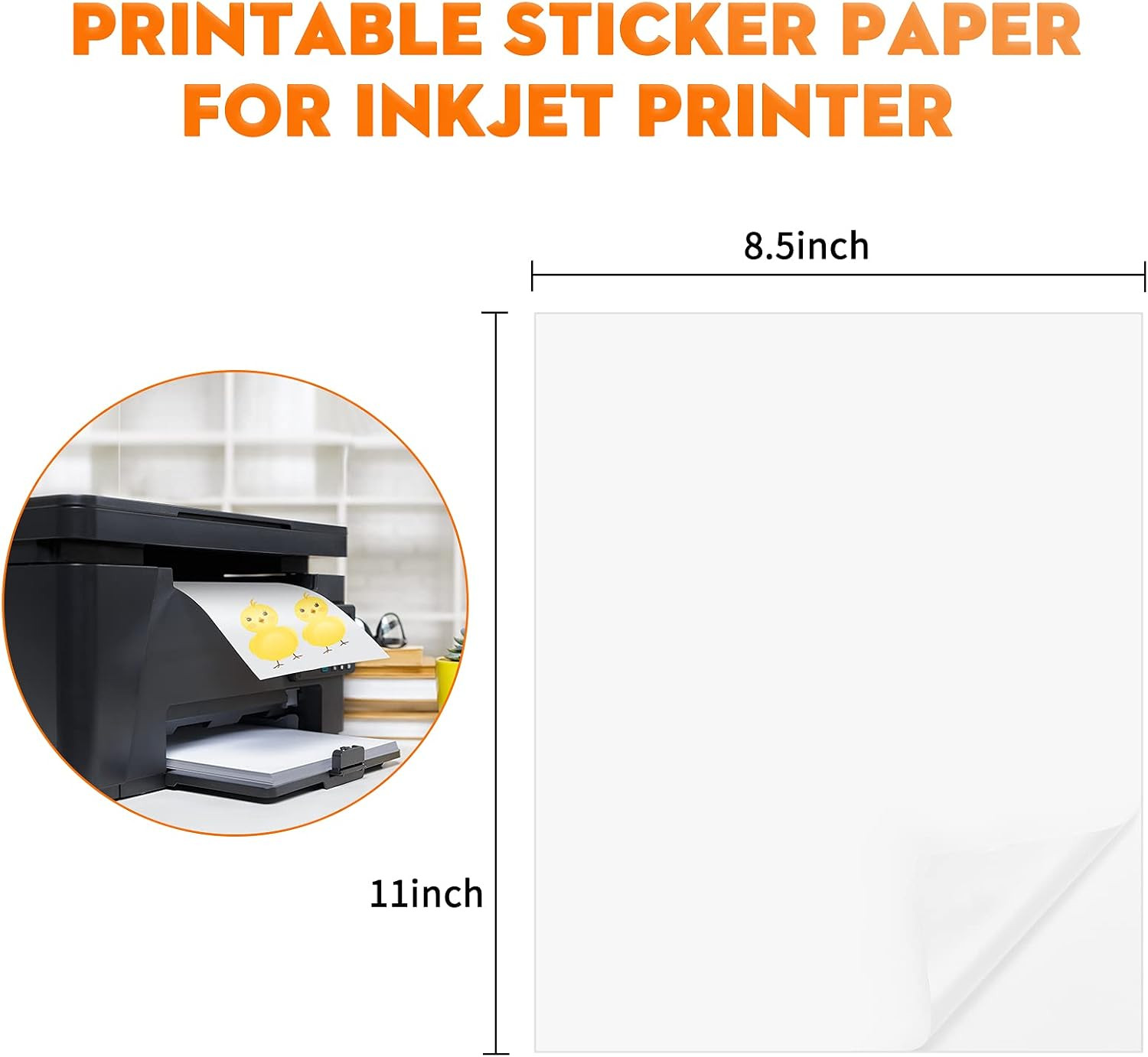 50 Sheets Frosted Waterproof Printable Vinyl Sticker Paper for Inkjet Printer &