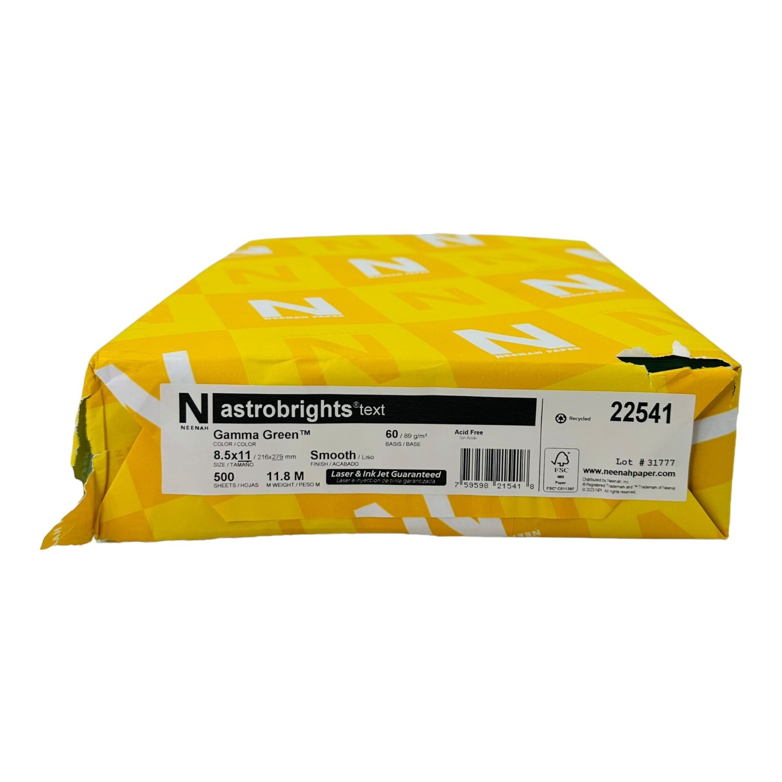 500 Sheets Neenah Astrobrights Gamma Green Copy Paper Text 8.5″ x 11″ 24lb