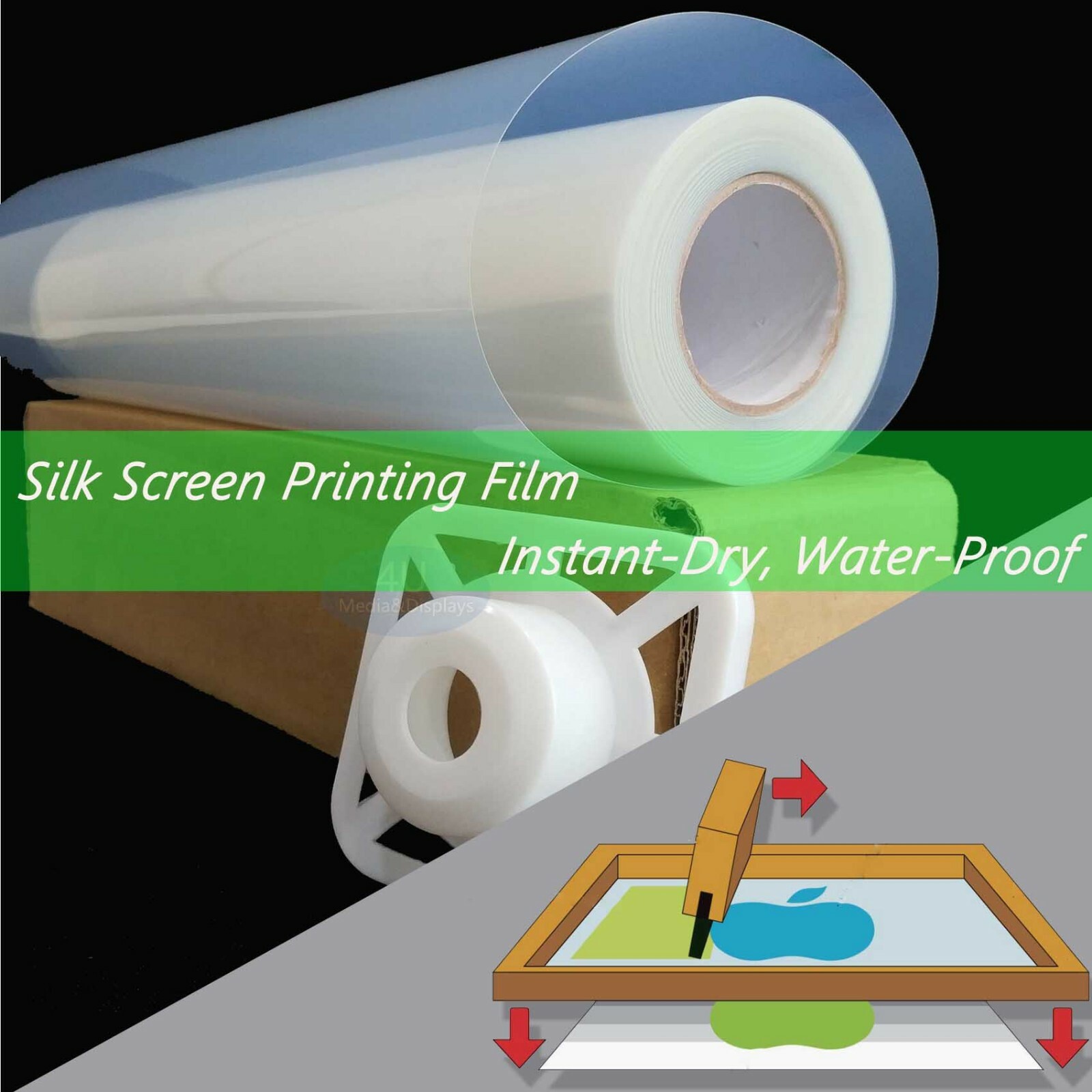 2 rolls,13″x100ft,Waterproof Inkjet Fast-Dry Screen Printing Transparent Film