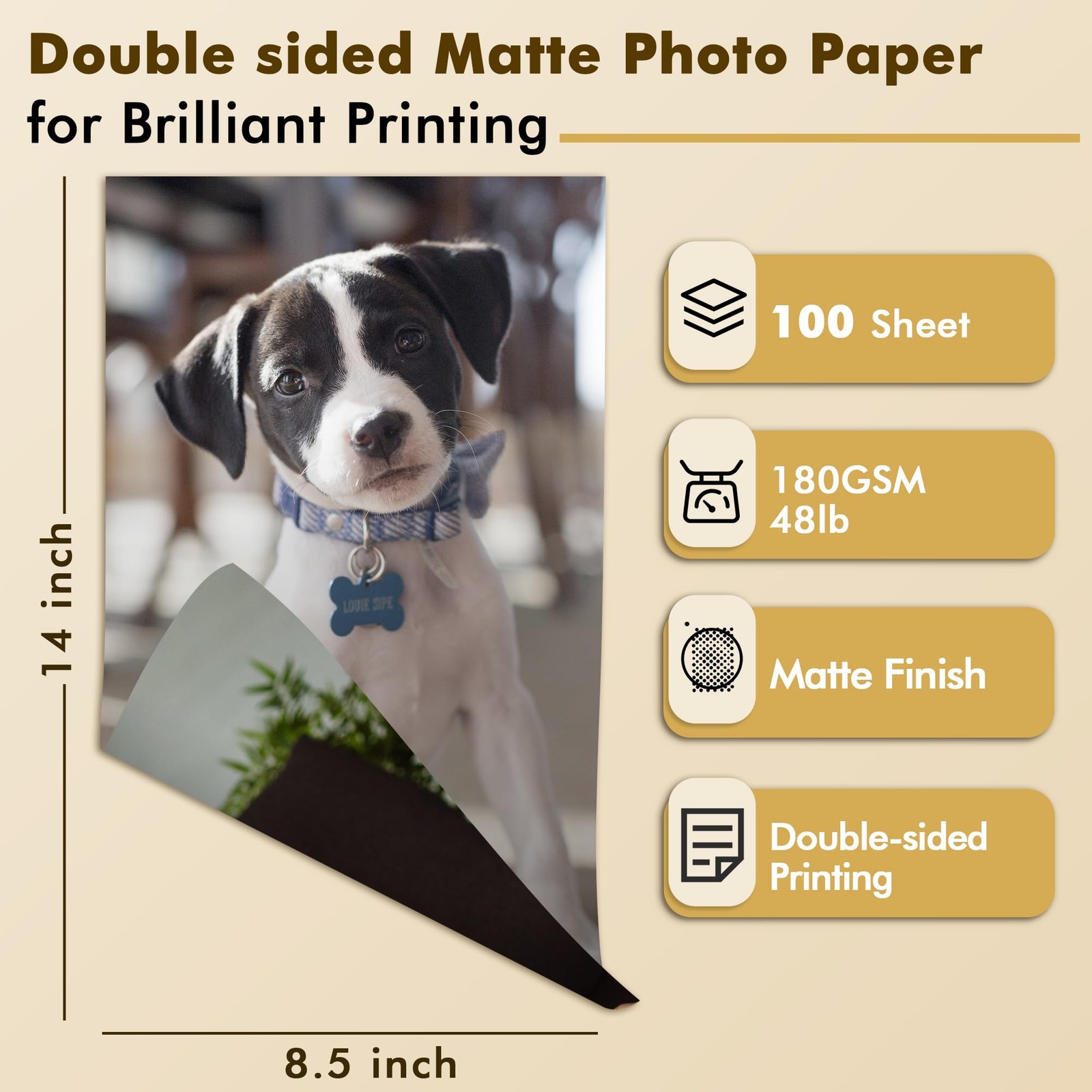 Koala Photo Paper Double Sided Matte 8.5×14 Inch Inkjet 48LB 180GSM 100 PCS