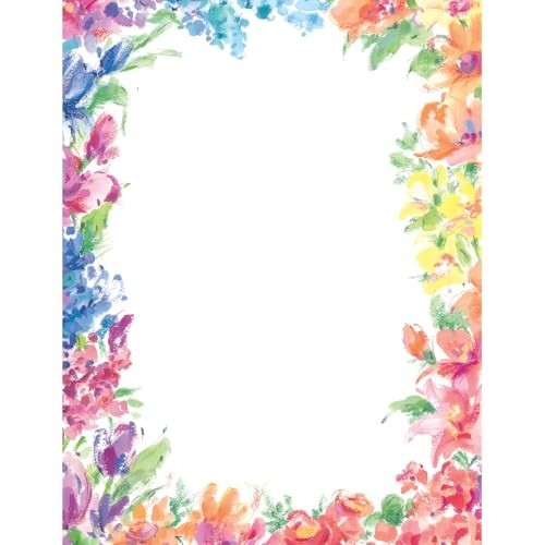 Bright Floral Letterhead 8.5×11 Paper 80 Sheets 60 lb Inkjet Laser Printer