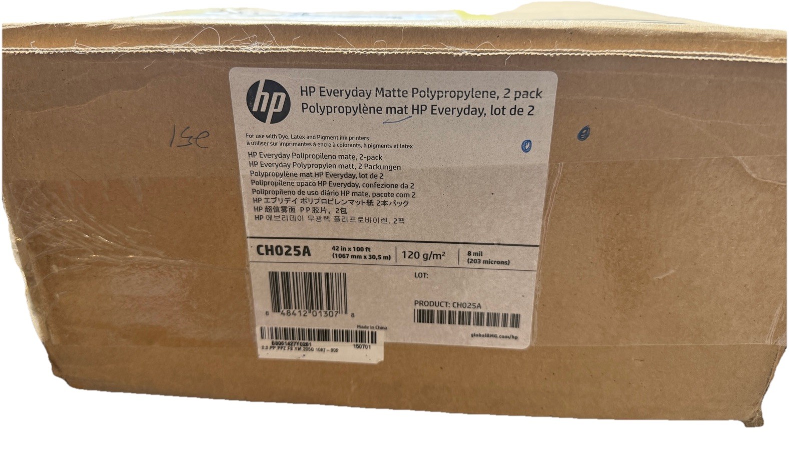 HP CH025A Everyday 42″ x 100′ Matte Polypropylene Roll Film – White (2/CT) New