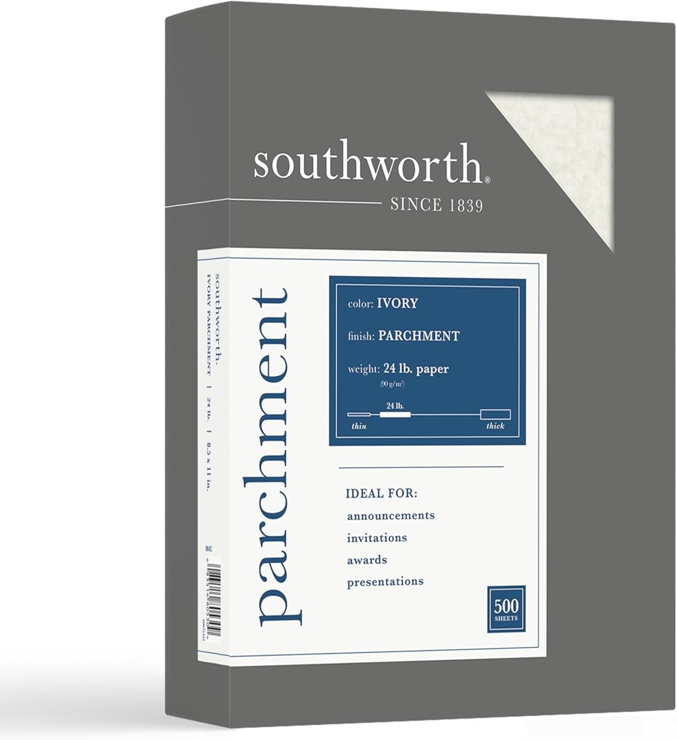 984C Parchment Specialty Paper Ivory 24 Lb. 8 1/2 X 11 5/Box (SOU984C)