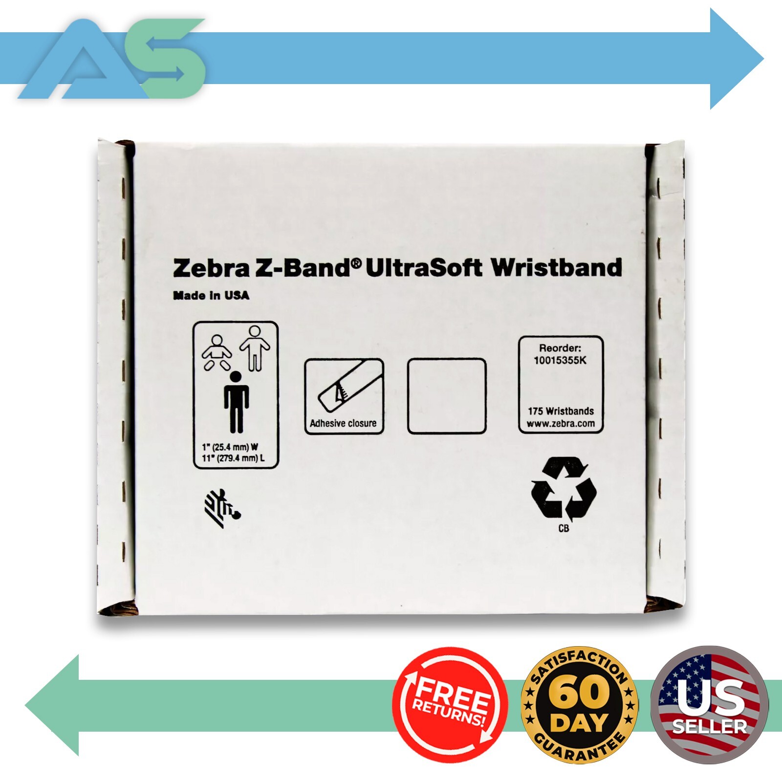 🦓 Zebra 10015355K Z-Band UltraSoft Wristband 1″ x 11″ [175 Wristbands]