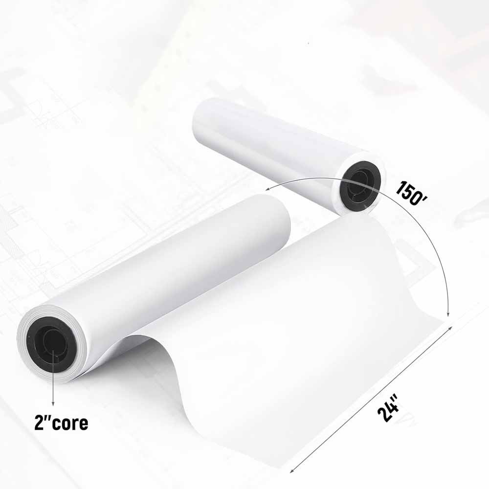 24″x150′ 36″x150′ CAD Bond Plotter Paper 20lb For Wide Format Inkjet Printers