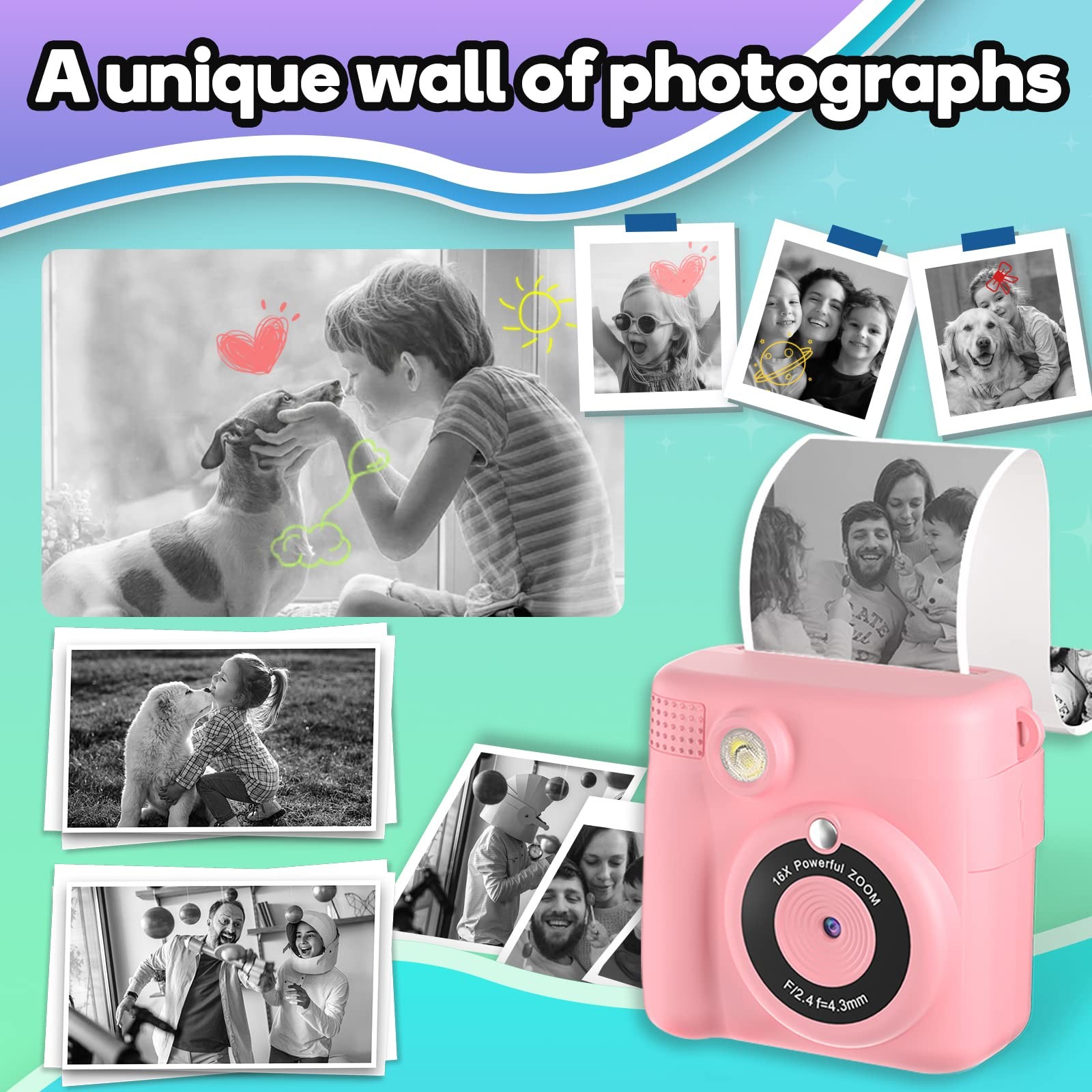 Printer Paper,6 Rolls for Kids Instant Print Camera,HD Printing 6