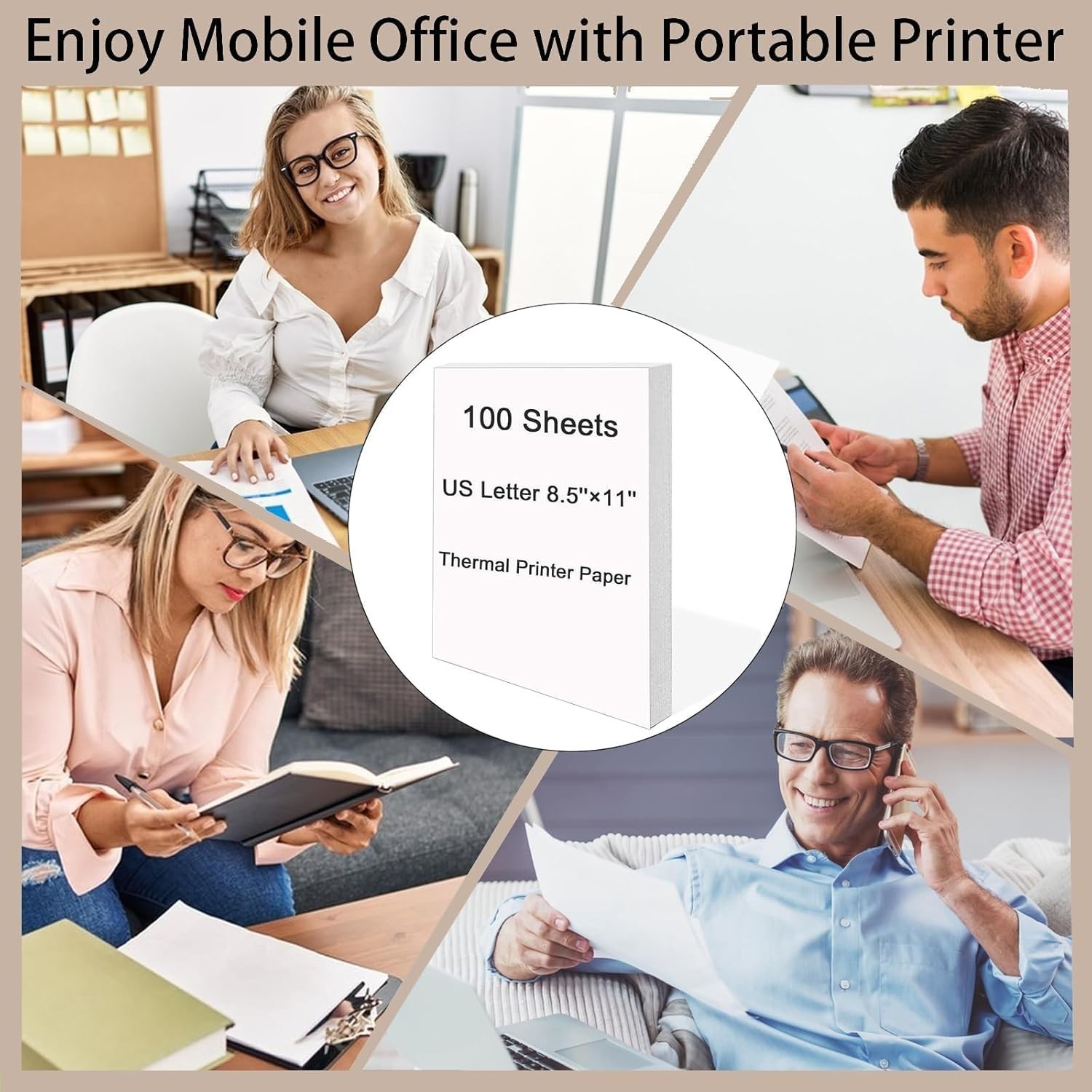 100 Sheets Thermal Printer Paper 8.5”×11” US Letter Size Advanced Printing