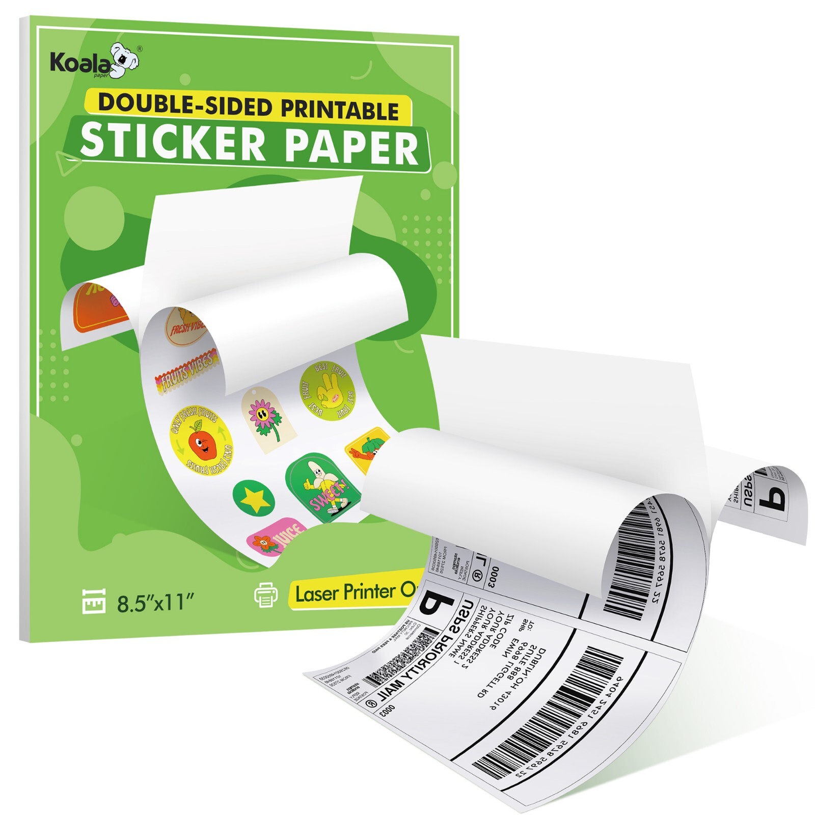Koala Full Sheet Shipping Labels 8.5×11 500 Full Page Labels for Laser Printers