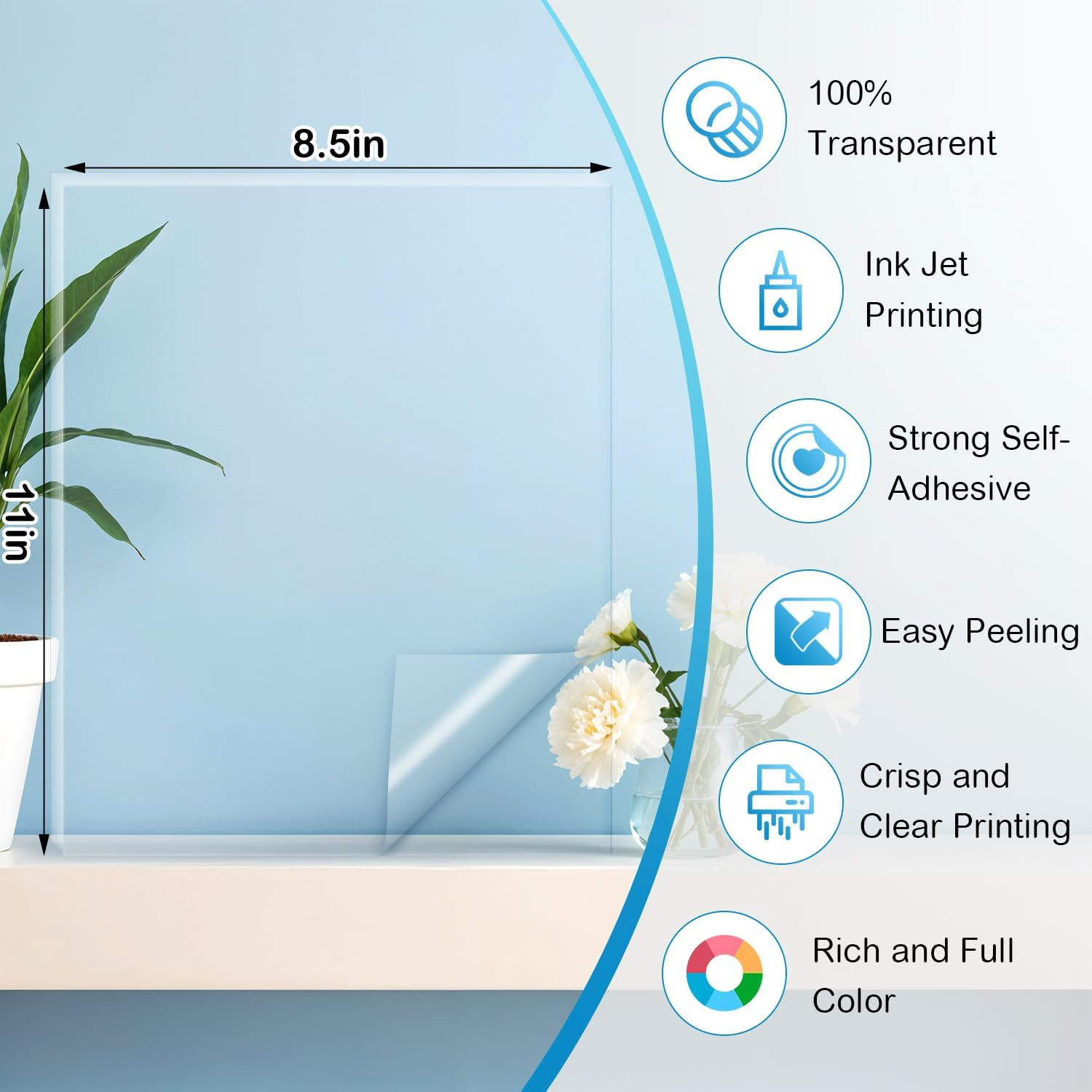 Premium Printable Vinyl Sticker Paper for Inkjet & Laser Printer, 100%