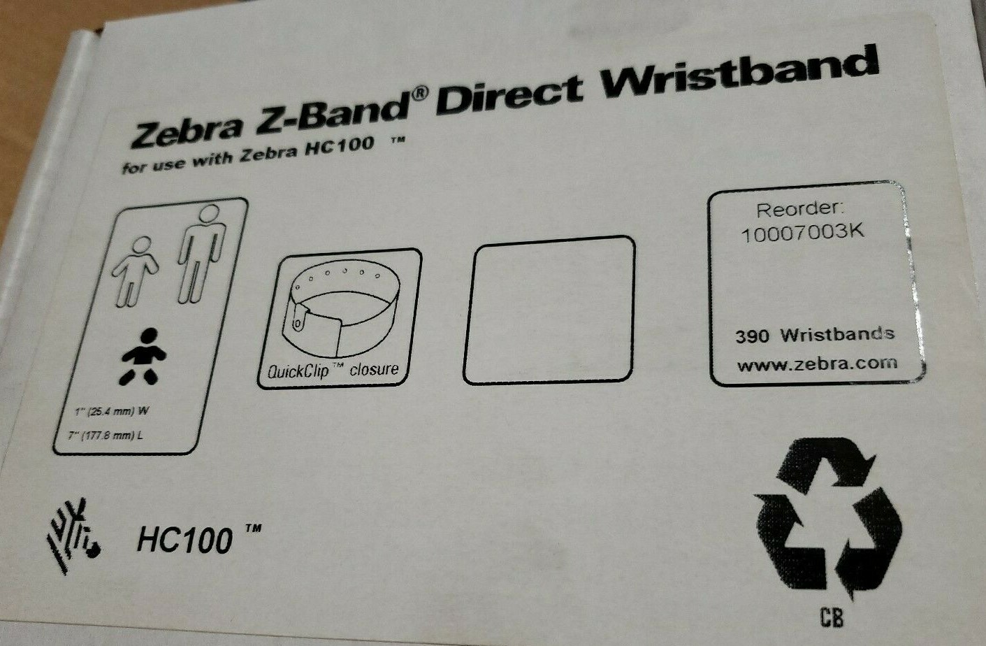Zebra HC100 Z-Band Direct Wristband Kit w/ QuickClips – Infant – 1170 labels