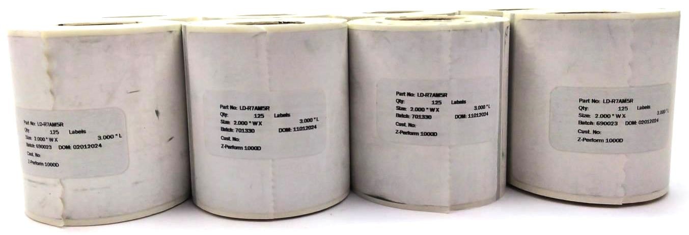Zebra 2″ x 3″ Z-Perform 1000D Labels LD-R7AM5R White Genuine OEM – 8 Rolls