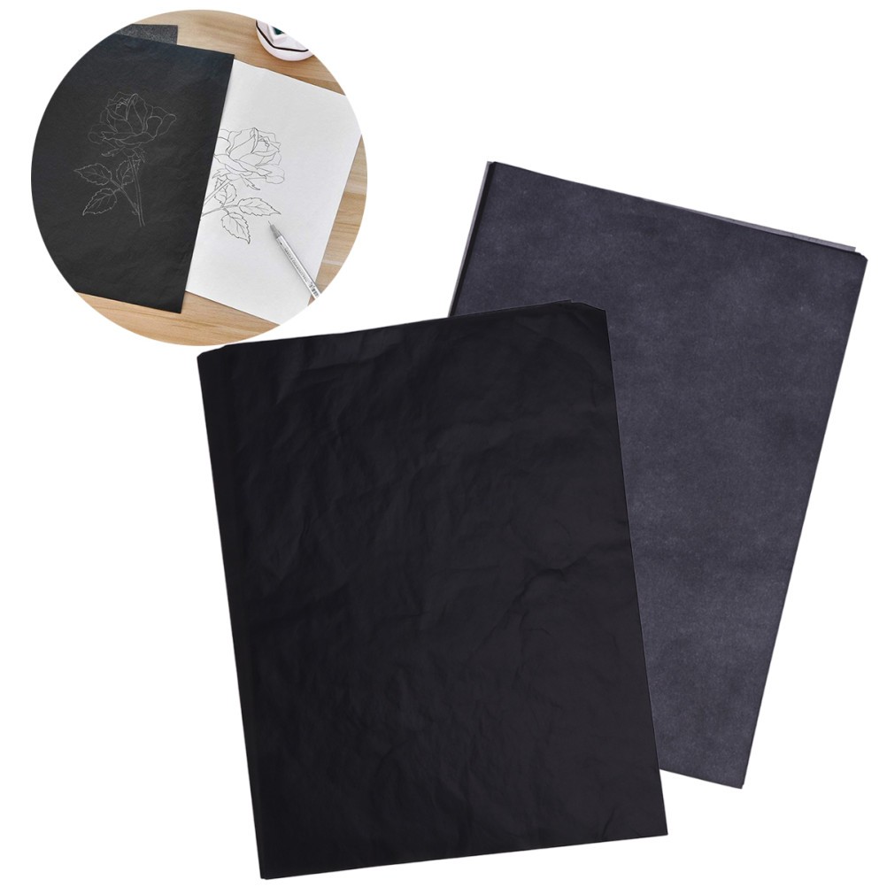100pcs Graphite Transfer Paper Tracing Carbon Coated Paper for Painting Black