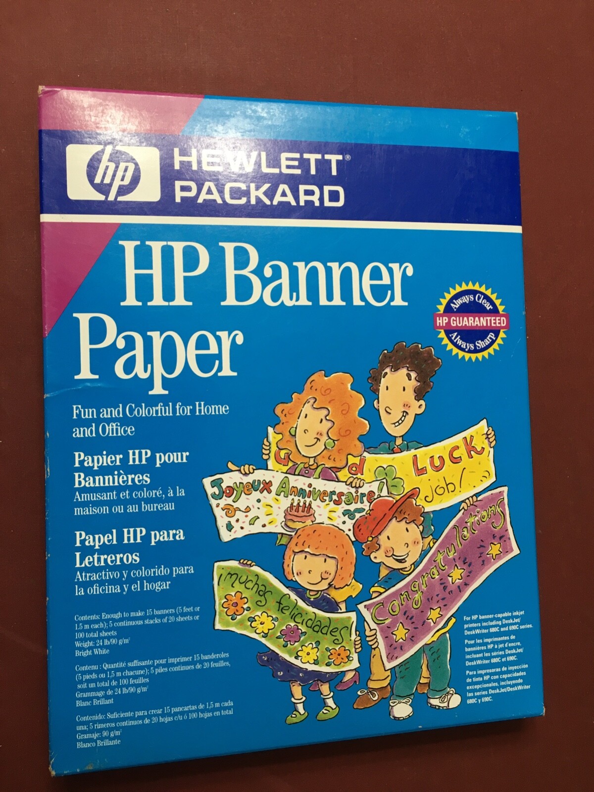 HP Banner Paper for Inkjet Printers – 15 5′ banners – 24 lb C1820A NEW