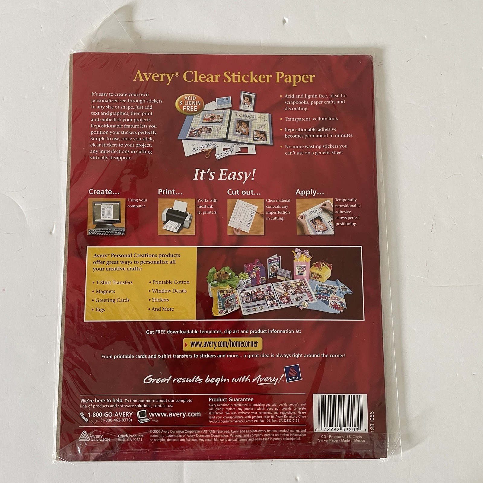 Repositionable Sticker Project Paper 8-1/2″ x 11″ Inkjet Printer 3 Clear NEW