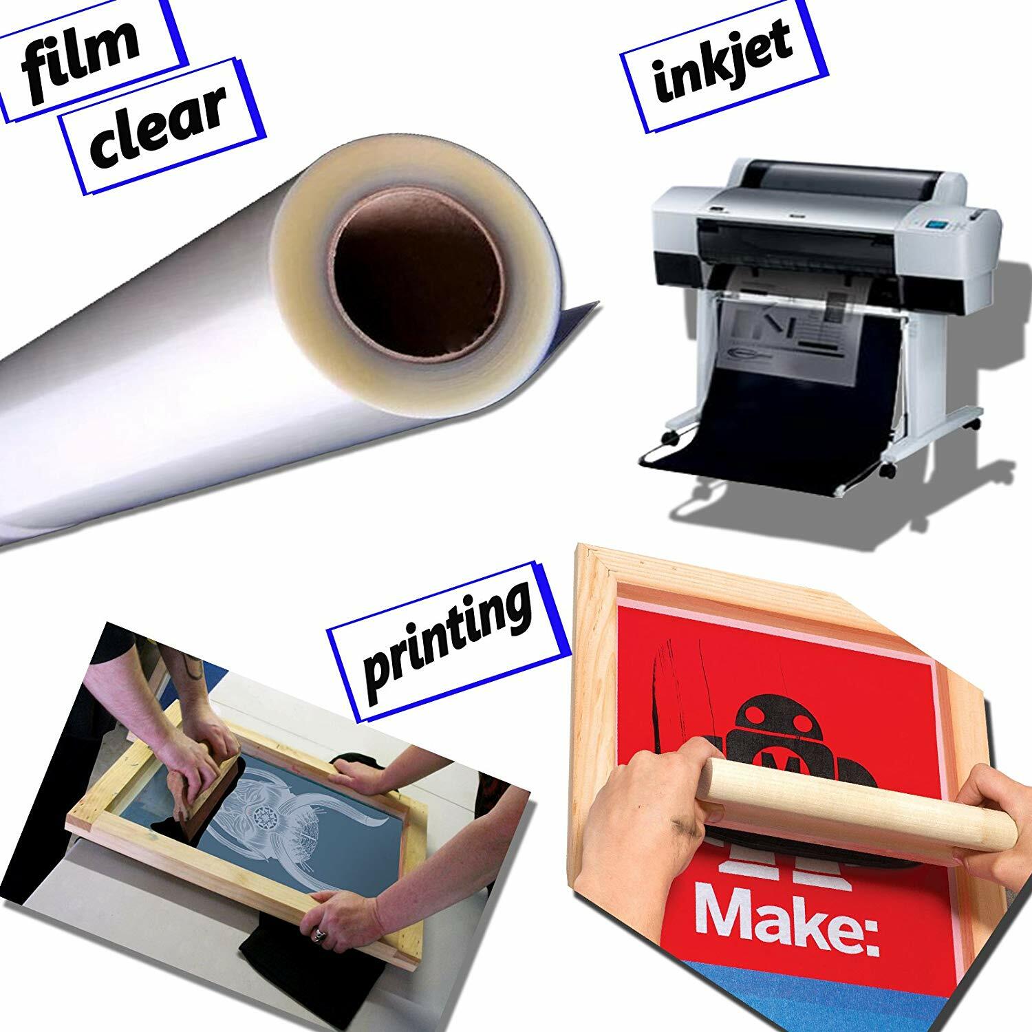 13”x100ft，Waterproof Inkjet Fast Dry Screen Printing Transparency Positive Film