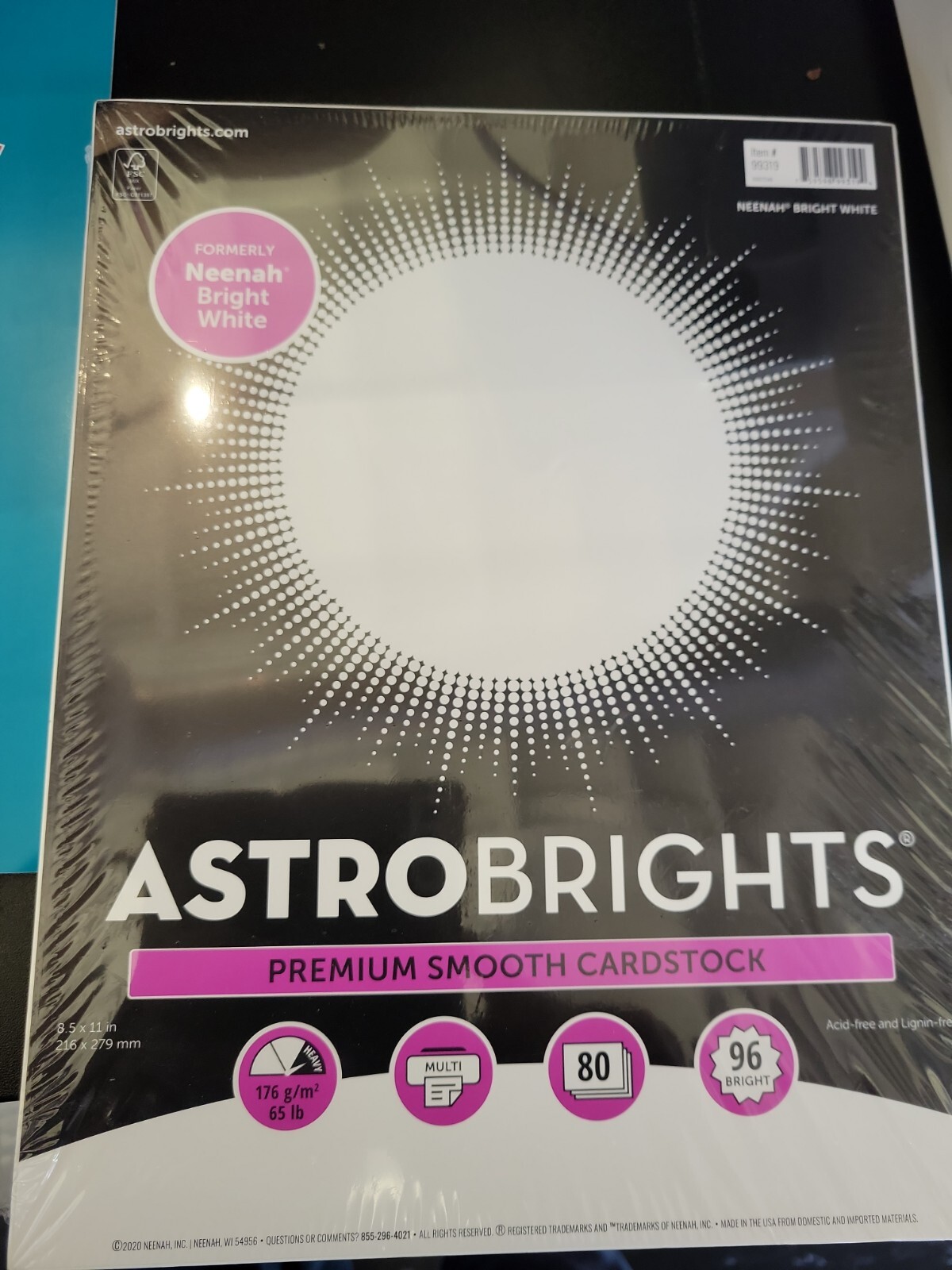 NEW Astrobrights Neenah White 8.5″ x 11″ 65lb White 80 Sheets Item #99319