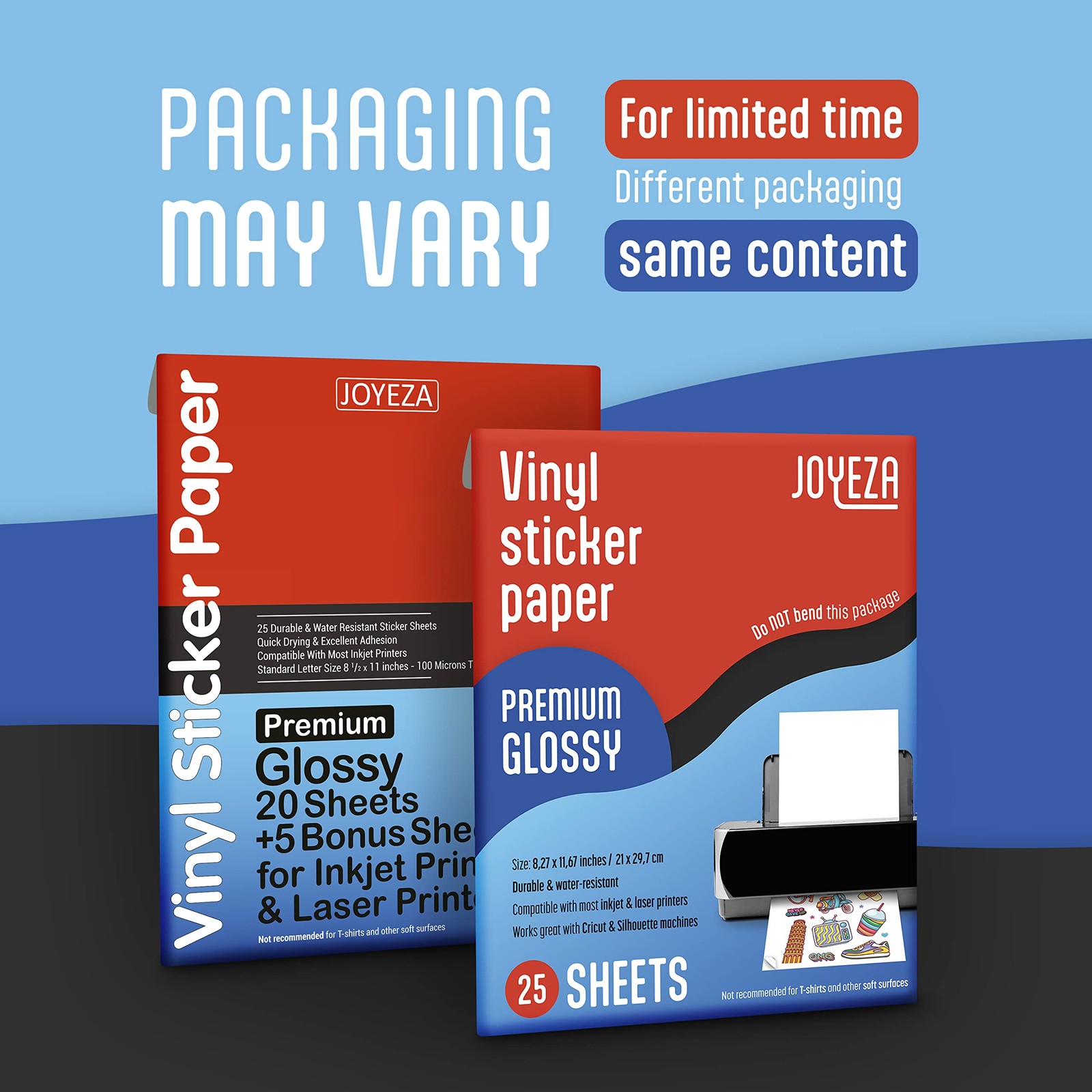 Premium Printable Vinyl Sticker Paper for Inkjet Printer – 25 Sheets Glossy W…