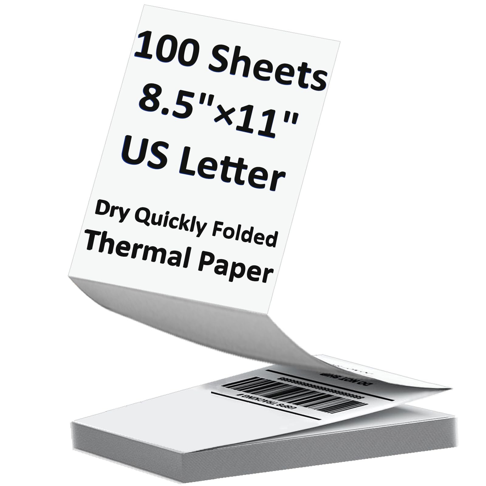 100 Sheets US Letter Size Thermal Paper, 8.5 x 11 Continuous Folding, white