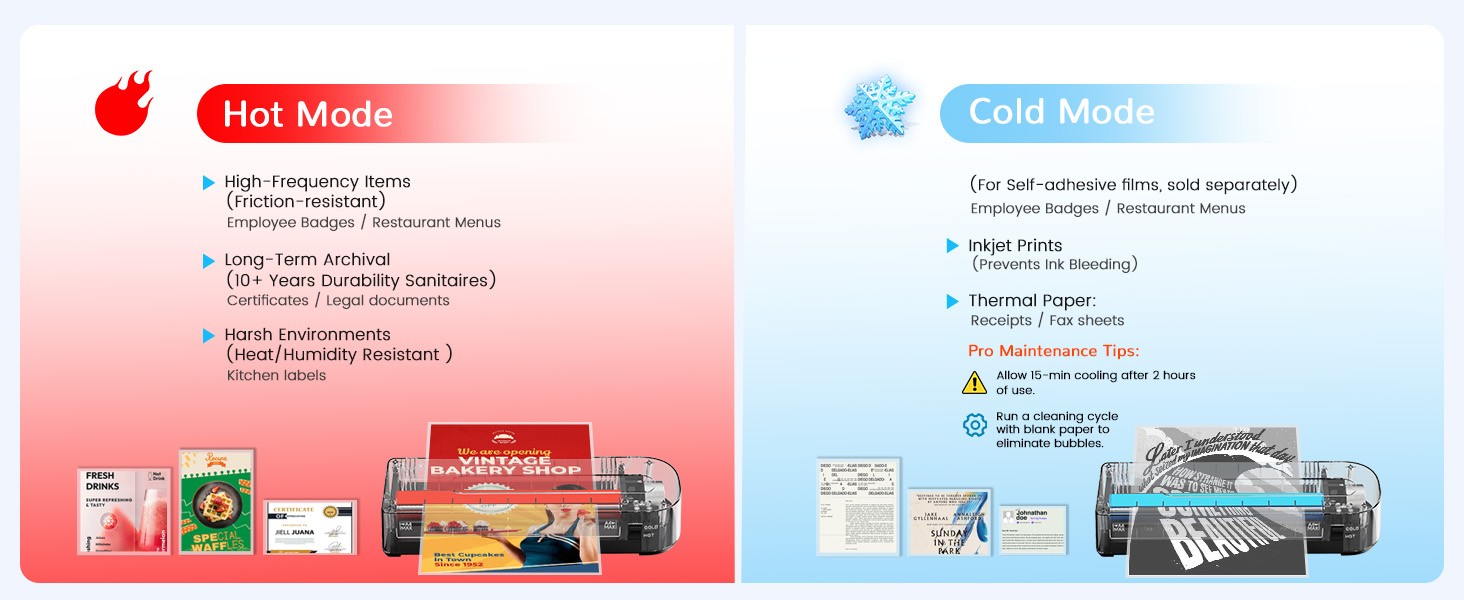 Laminator Machine, A4 Laminators Hot & Cold with 20 Laminating Sheets and