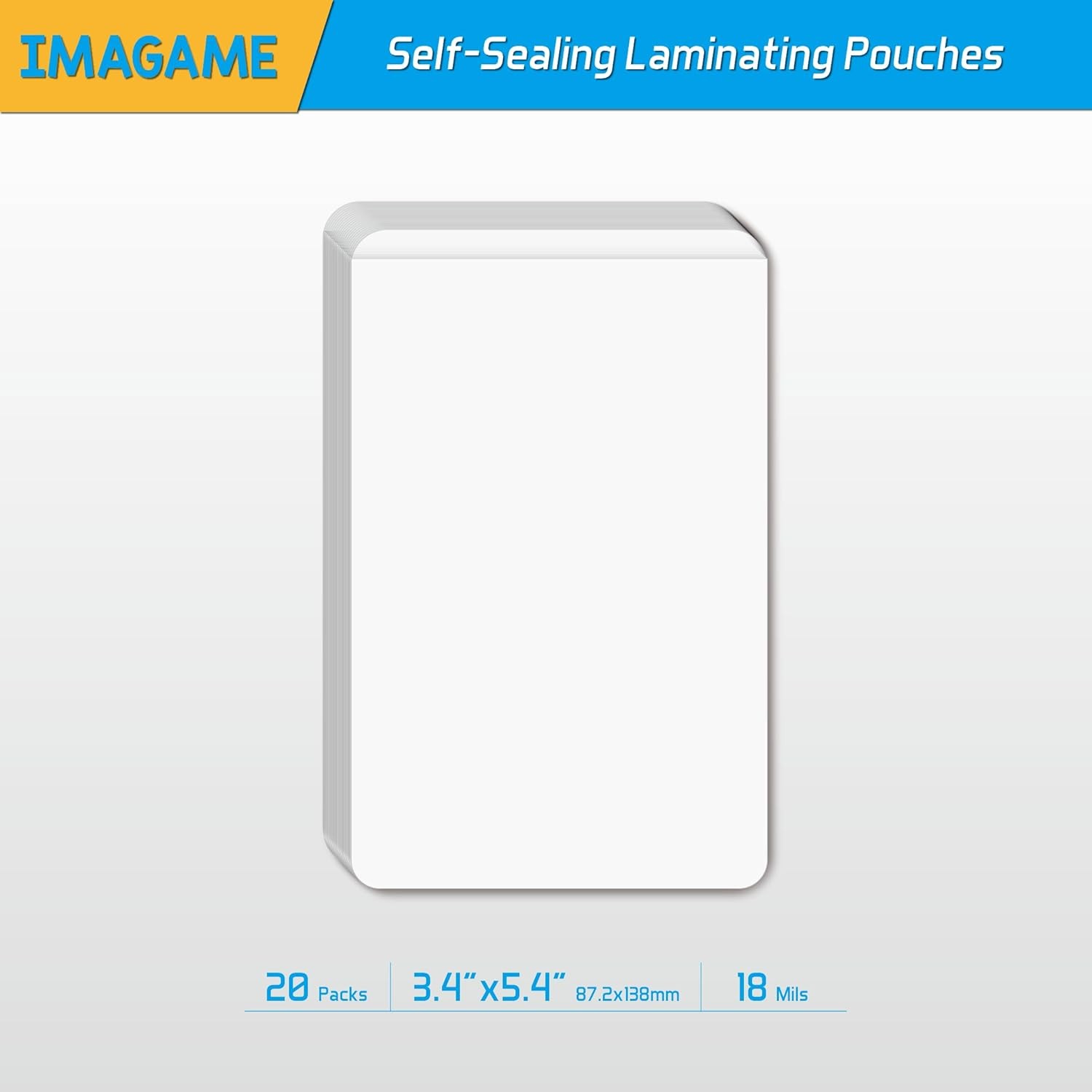 Self-Sealing Laminating Pouches, 3.4″ x 5.4”, 18mil, 20 Pack, Easy-to-Use, No