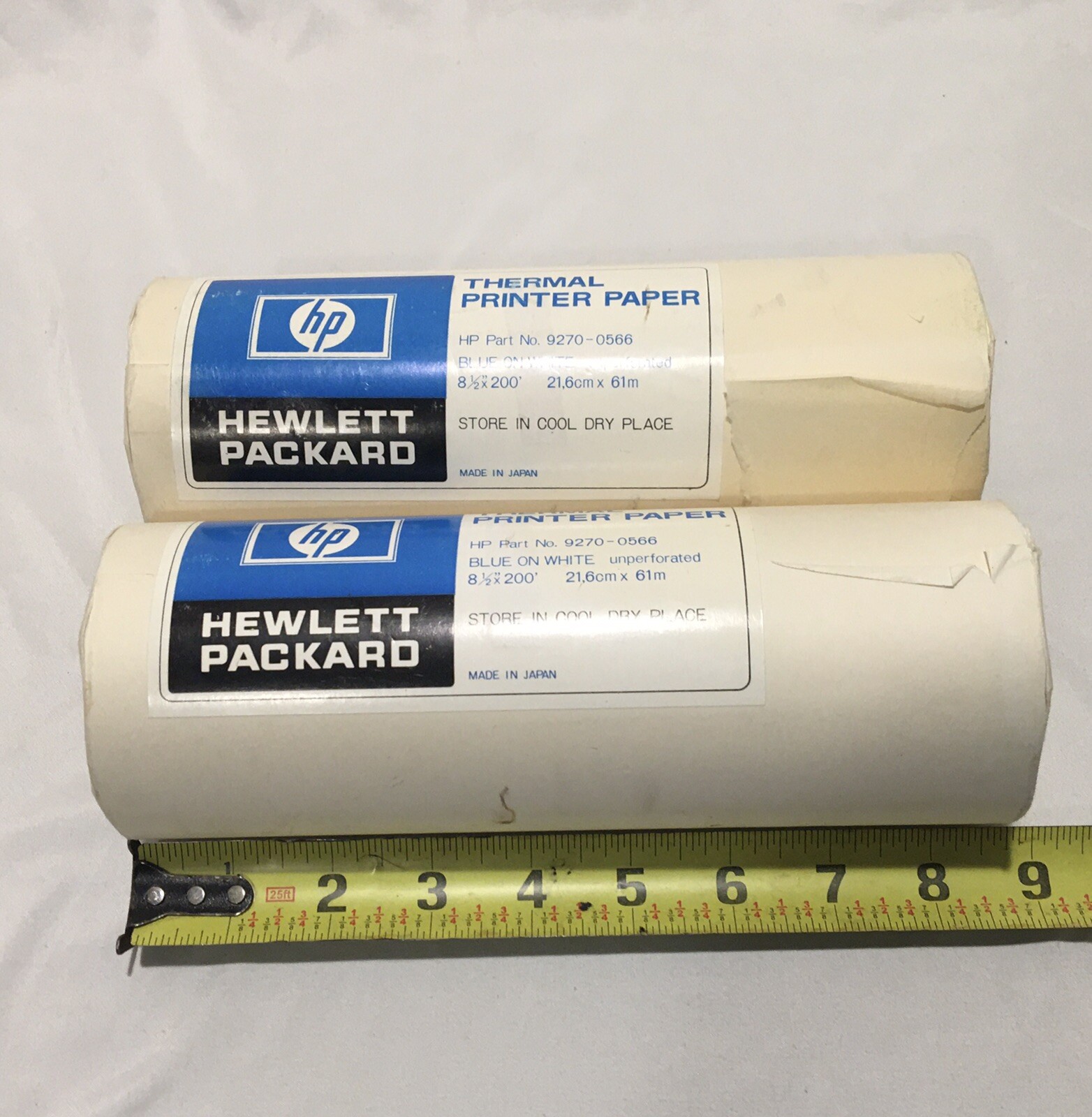 Lot Of 2 HP Thermal Printer Paper Blue On White Unperforated 8.5”x200’ 9270-0566