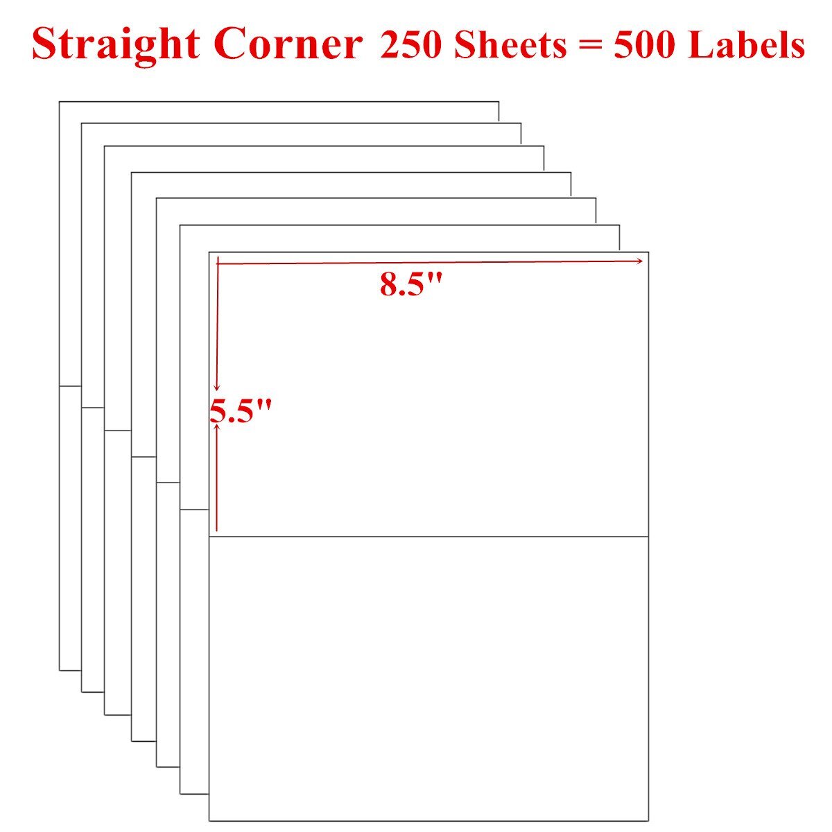 500 Half Sheet Shipping Labels 2 Per Sheet 8.5″x5.5″ Blank For inkjet
