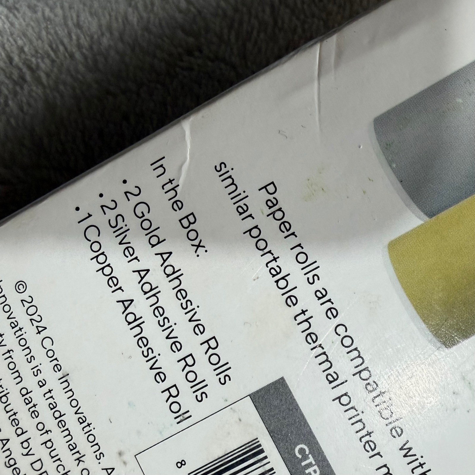 Core Innovations 5 Pack Metallic Adhesive Thermal Paper Rolls Gold Silver