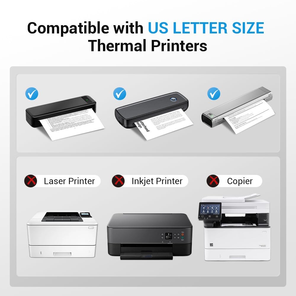Fold Version Thermal Printer Paper 8.5 x 11 Inch,Thermal 100 sheet, White