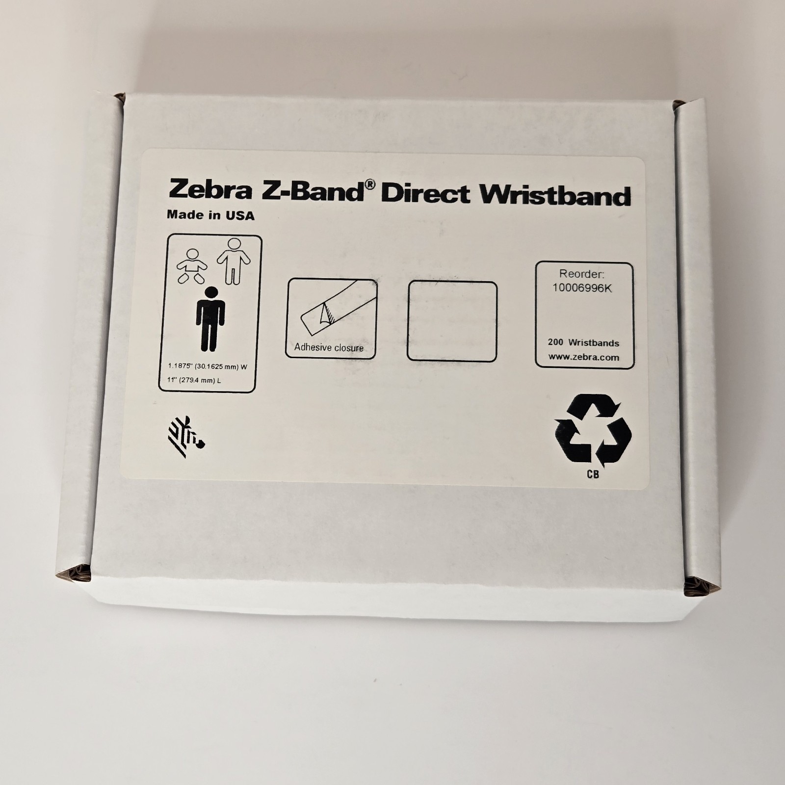 Lot of 6 ZEBRA 10006996K Z-Band 1.19″ X 11″ Direct Wristband Cartridge