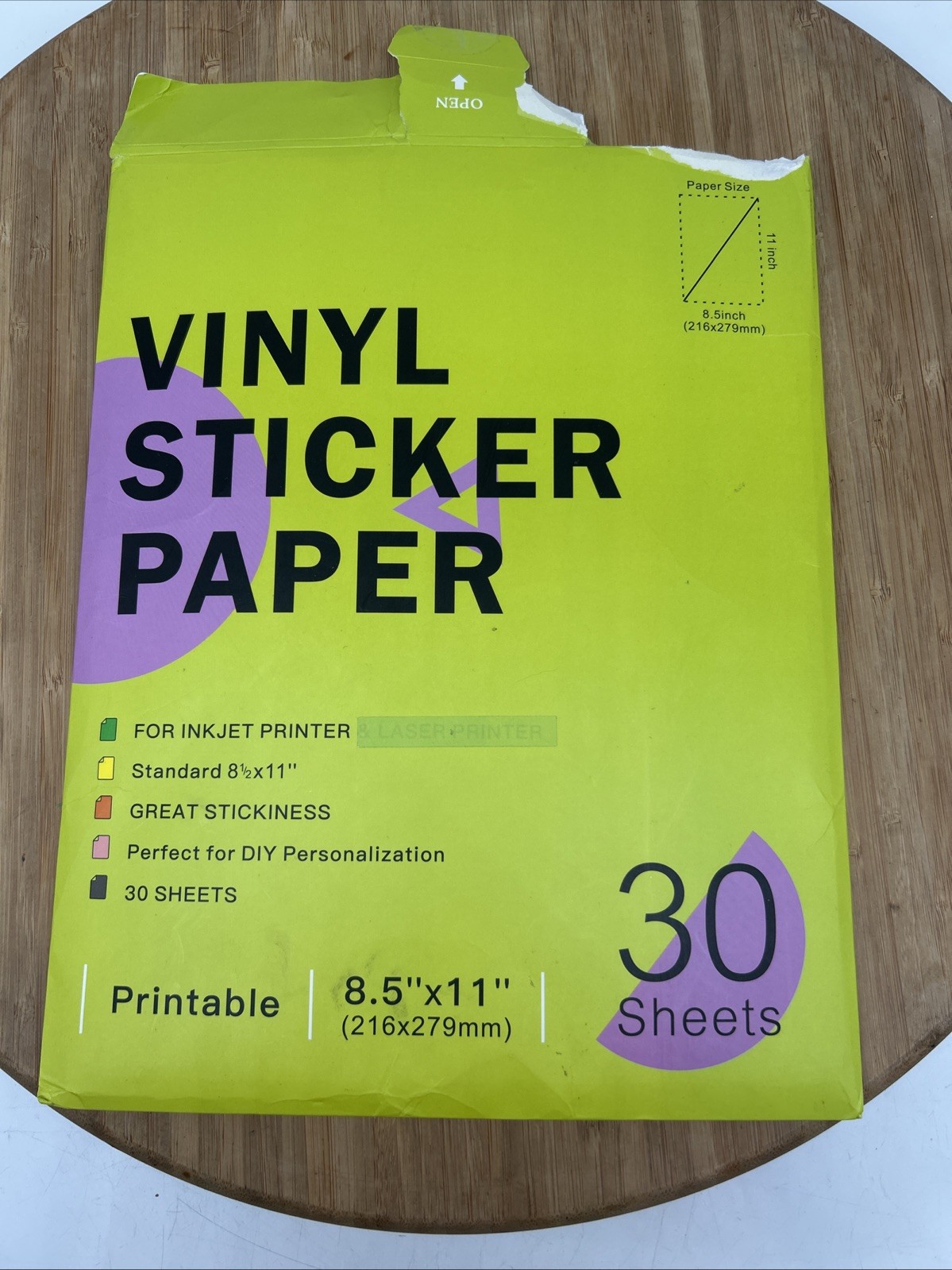 Printable Clear Vinyl Sticker Paper for Inkjet Printers, 29 Sheets