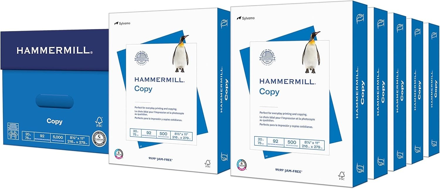 20 lb Printer Paper, 8.5 x 11 – 10 Reams with Jam-Free & Colorlok Tech