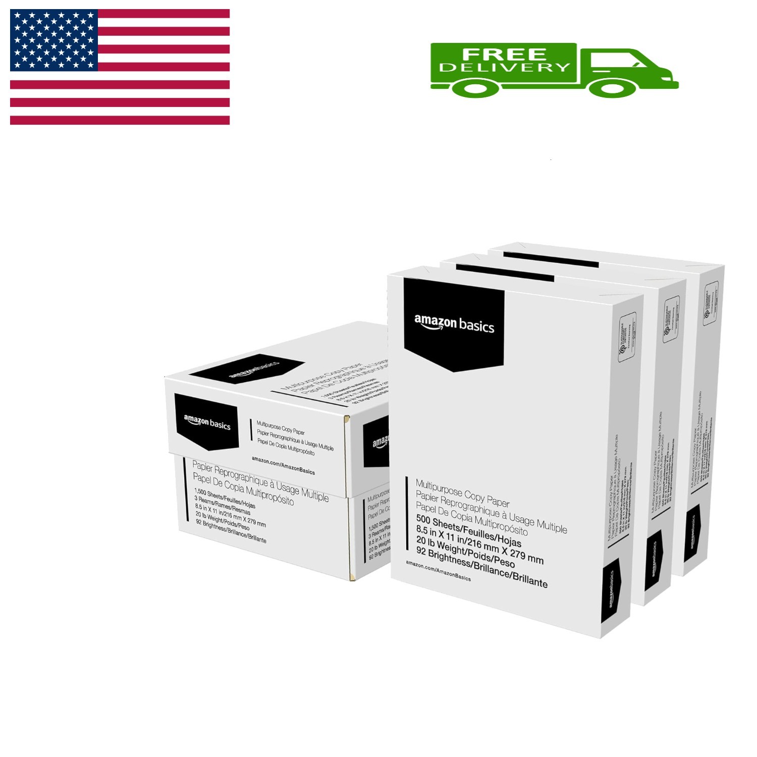 Multipurpose Copy Printer Paper, 20 lb, 8.5 x 11 Inches, 3 Reams 1,500 Sheets…