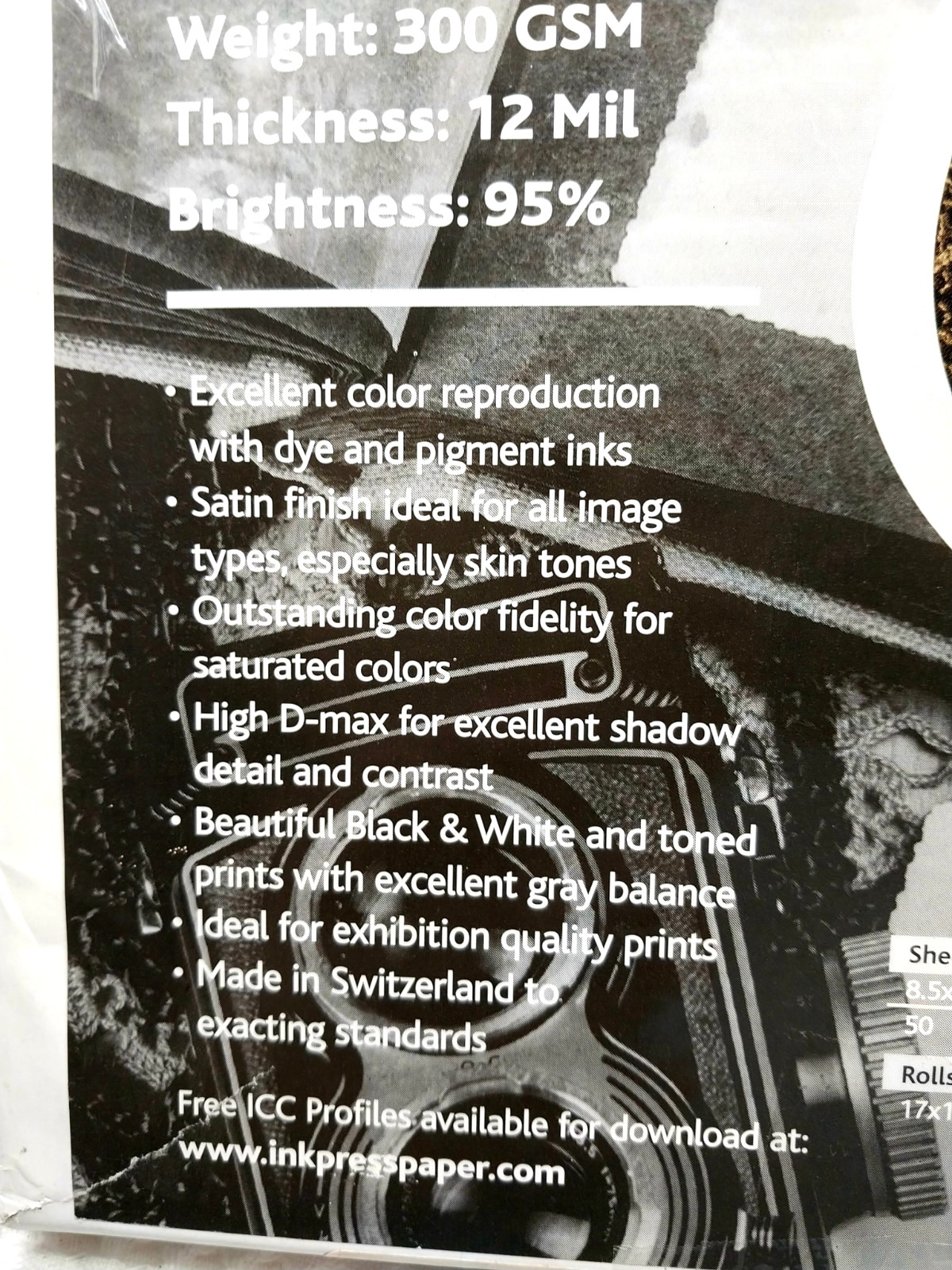Inkpress Pro Silky Inkjet Photo Paper, 300gsm, 12mil, 95% Bright, 8.5 “x 11” 50P