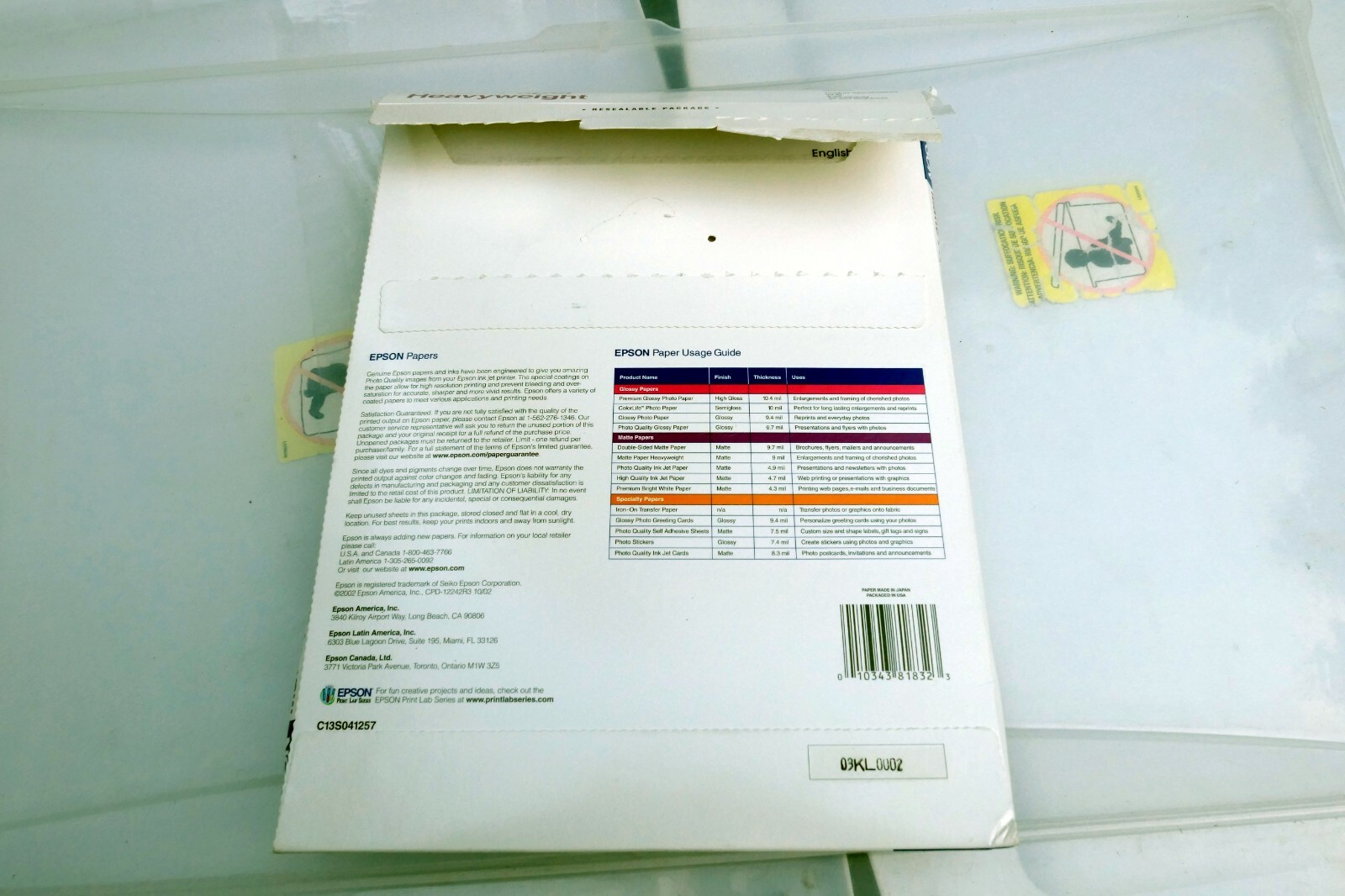 Epson S041257 Matte Printer Paper Heavyweight 30 sheets non Glare 8.5X11″ 9 mil